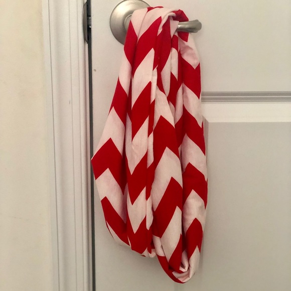 Accessories - Red and White Chevron Infinity Scarf